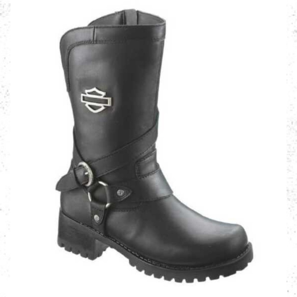 🔵 “NWOT” HARLEY-DAVIDSON Black Leather Motorcycle Boots - Picture 4 of 13